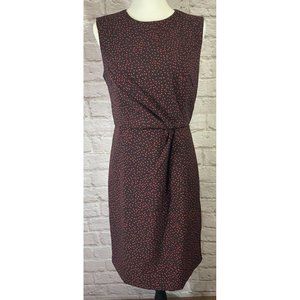 Ann Taylor 6 Black Dot Sleeveless Side Pleat Sheath Dress Knee Length 8720
